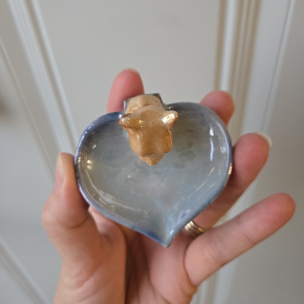 Lusterware Scottie Dog Heart Vintage Ring Dish Japan - Picture 3 of 5